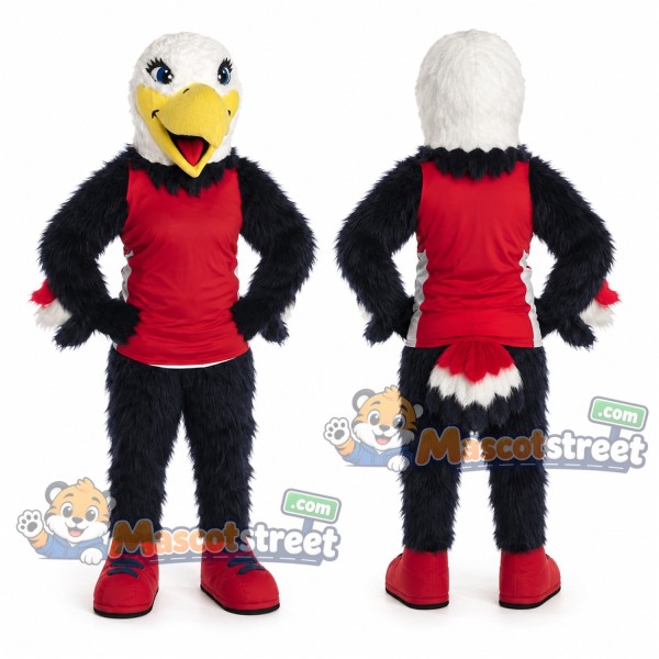 Bald Eagle Mascot Costume with Red Shirt