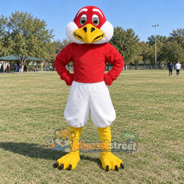 Red Falcon Mascot Costume with White Shorts