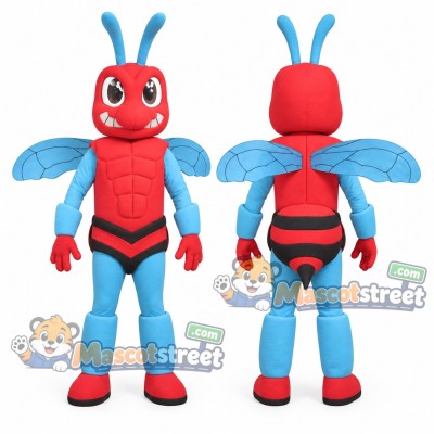 Red and Blue Hornet Mascot Costume Red and Blue Hornet Mascot Costume