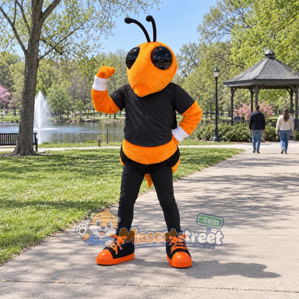 Orange and Black Hornet Mascot Costume Orange and Black Hornet Mascot Costume