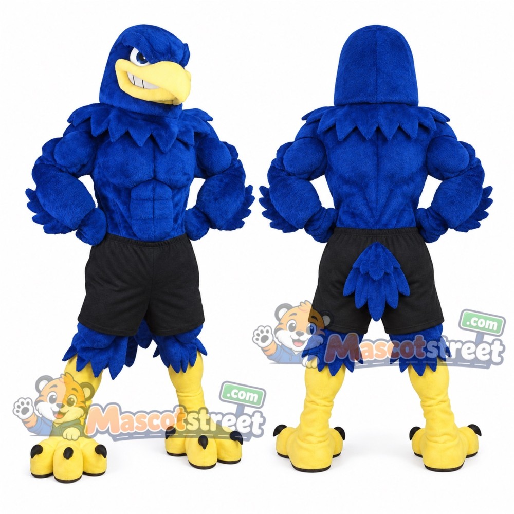 Blue Falcon Mascot Costume with Black Shorts
