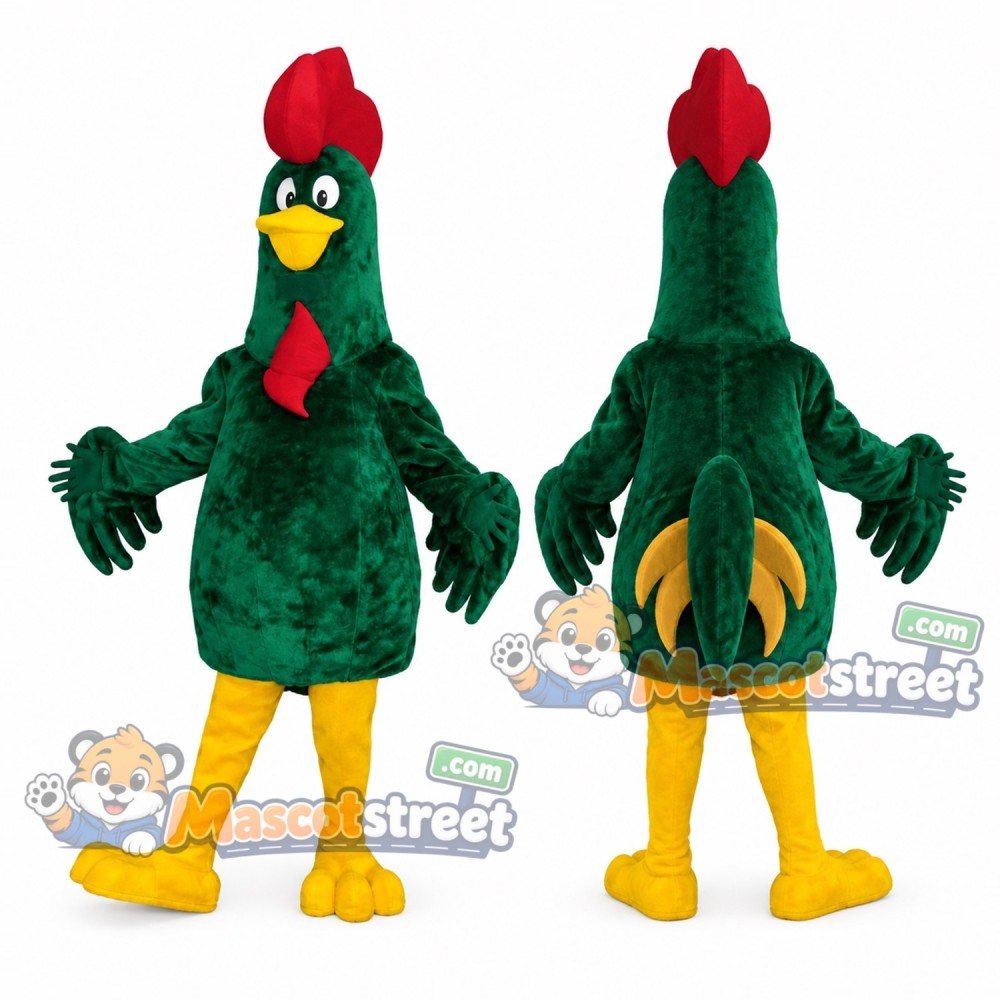 Green Rooster Mascot Costume