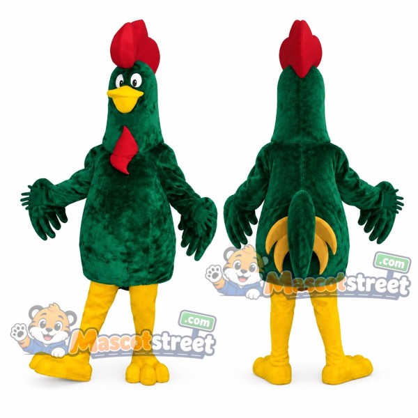 Green Rooster Mascot Costume