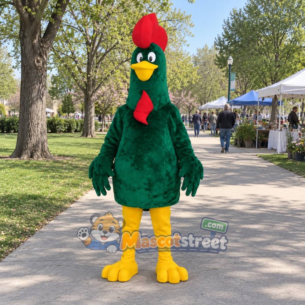 Green Rooster Mascot Costume Green Rooster Mascot Costume