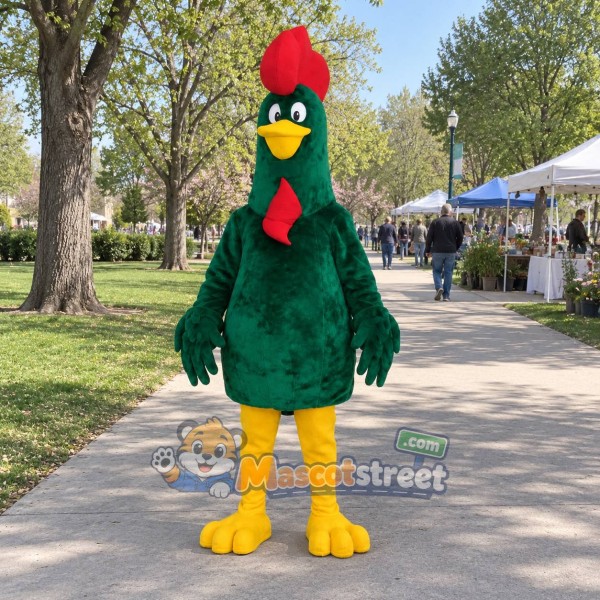 Green Rooster Mascot Costume Green Rooster Mascot Costume