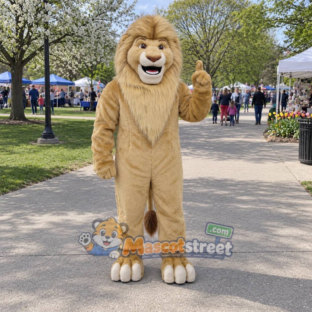 Tan Lion Mascot Costume