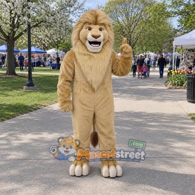 Tan Lion Mascot Costume
