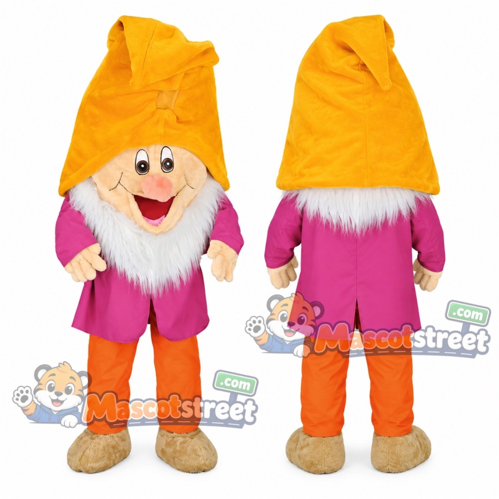 Dwarf Mascot Costume with Pink Coat, Orange Pants and Yellow Hat Dwarf Mascot Costume with Pink Coat, Orange Pants and Yellow Hat