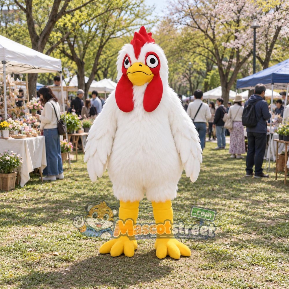 White Chicken Mascot Costume White Chicken Mascot Costume