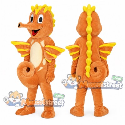 Orange Seahorse Mascot Costume Orange Seahorse Mascot Costume