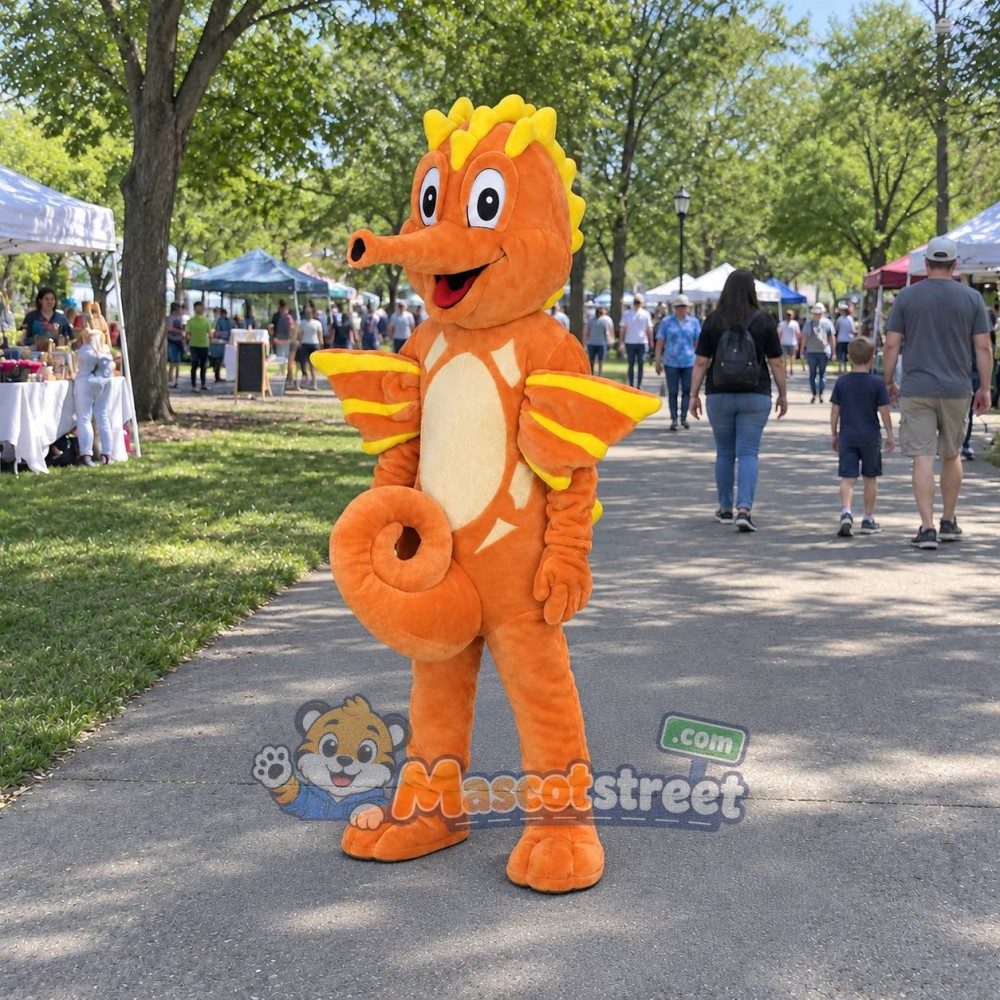 Orange Seahorse Mascot Costume