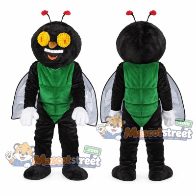 Black Fly Mascot Costume with Green Vest Black Fly Mascot Costume with Green Vest