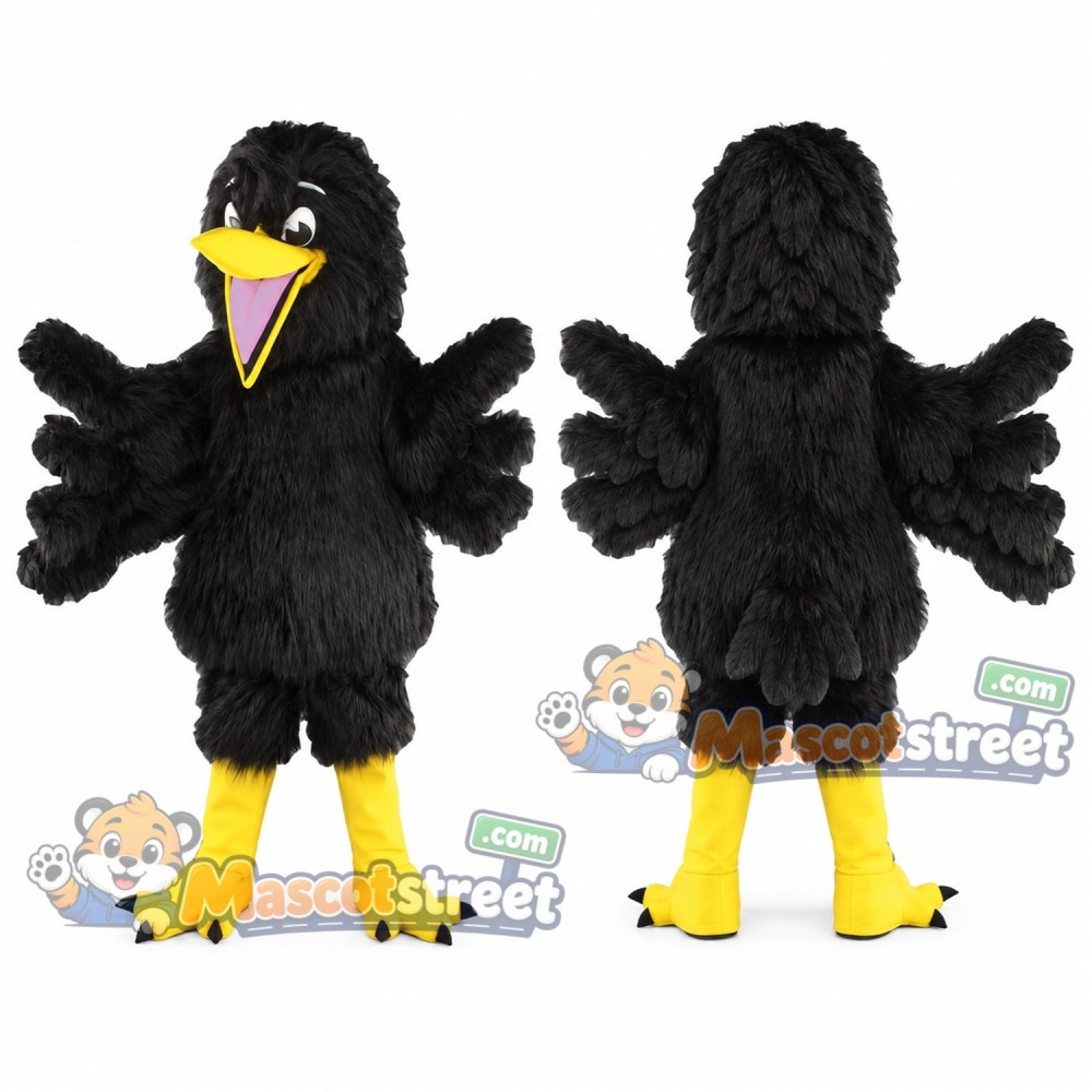 Black Raven Mascot Costume Black Raven Mascot Costume