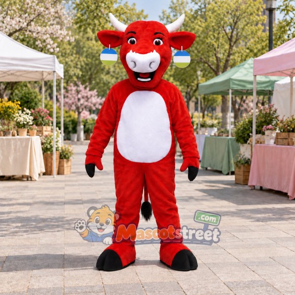 Red Cow Mascot Costume