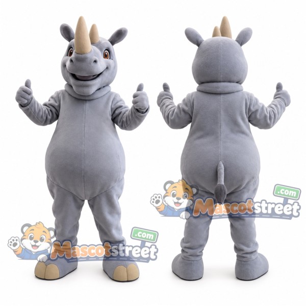 Gray Rhino Mascot Costume