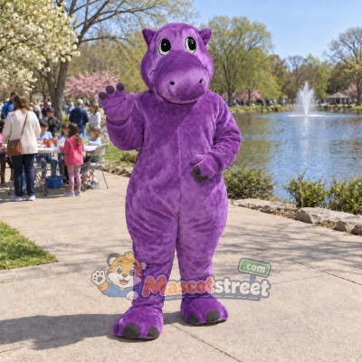 Purple Hippo Mascot Costume