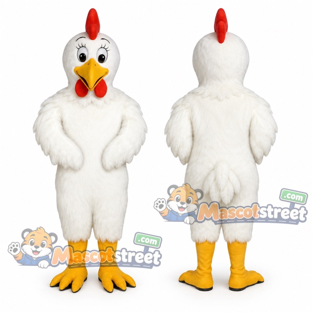 White Chicken Mascot Costume White Chicken Mascot Costume