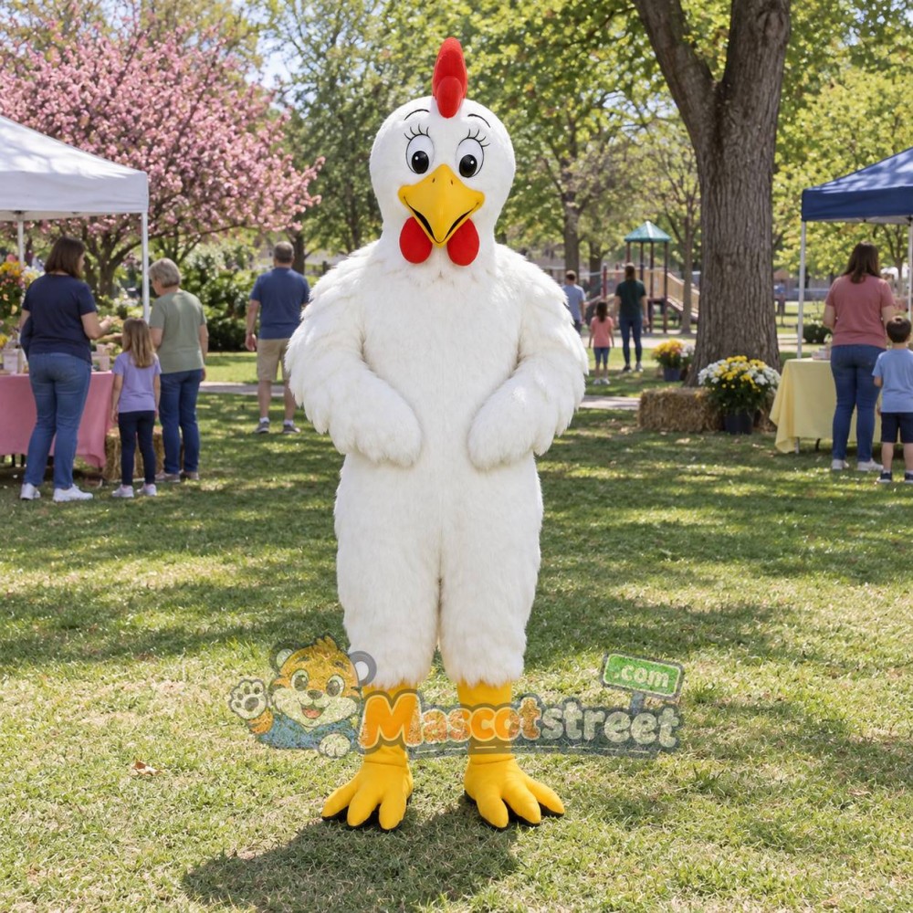 White Chicken Mascot Costume White Chicken Mascot Costume