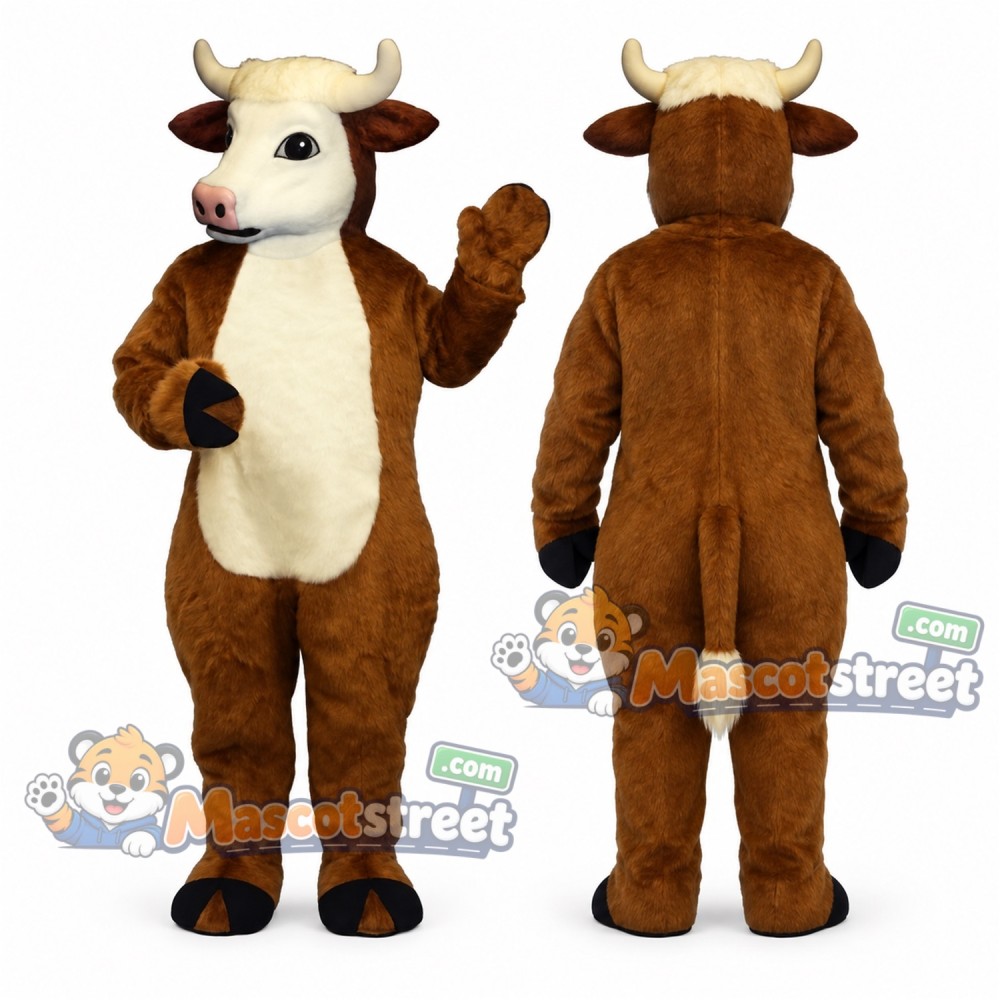 Brown and White Cow Mascot Costume Brown and White Cow Mascot Costume