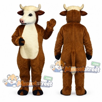Brown and White Cow Mascot Costume Brown and White Cow Mascot Costume