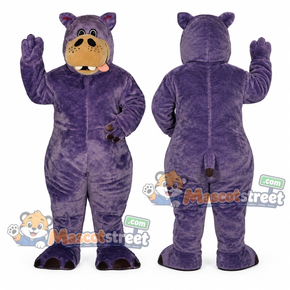 Purple Hippo Mascot Costume