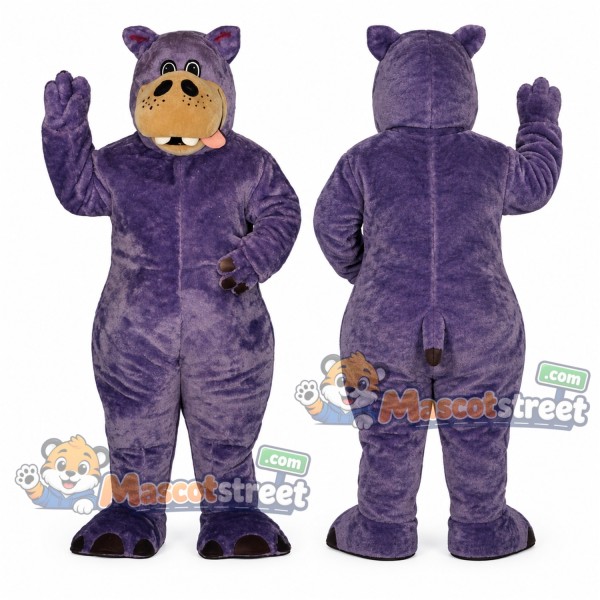 Purple Hippo Mascot Costume