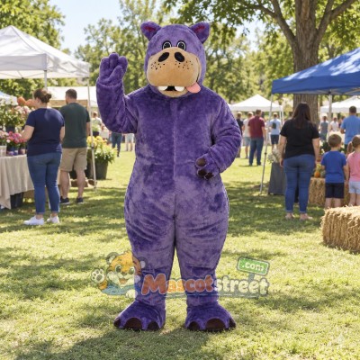 Purple Hippo Mascot Costume