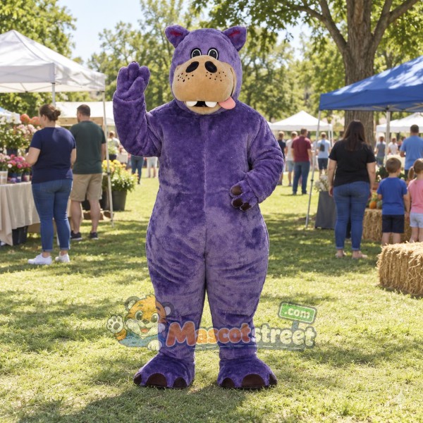 Purple Hippo Mascot Costume