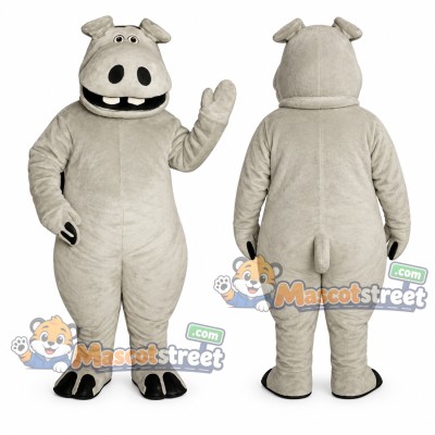 Gray Hippo Mascot Costume with Black Collar Gray Hippo Mascot Costume with Black Collar