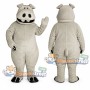 Gray Hippo Mascot Costume with Black Collar