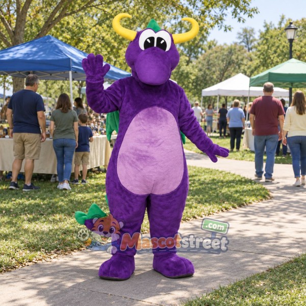 Purple Dragon Mascot Costume