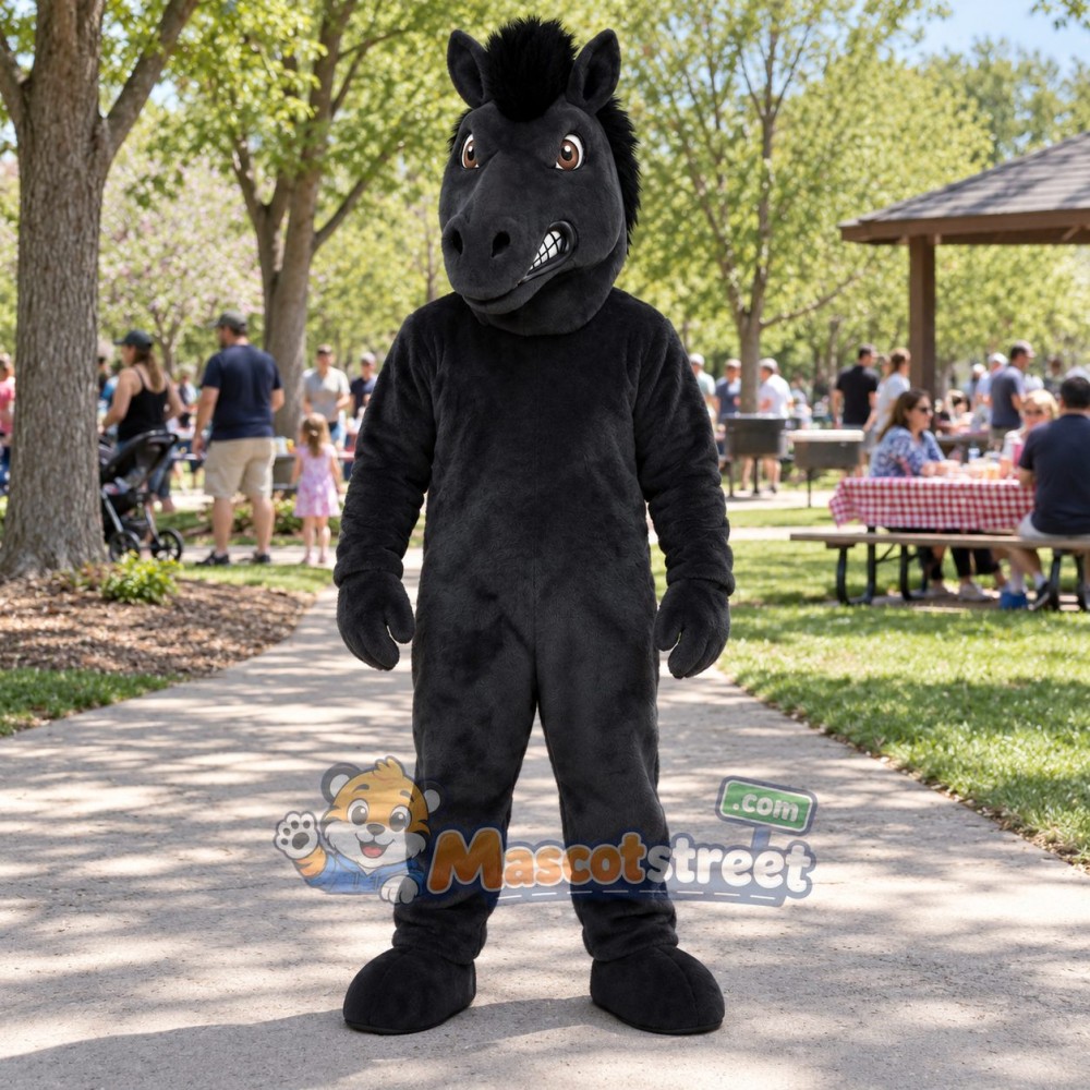 Black Horse Mascot Costume