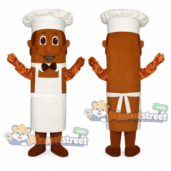 Hot Dog Chef Mascot Costume with White Apron and Chef Hat