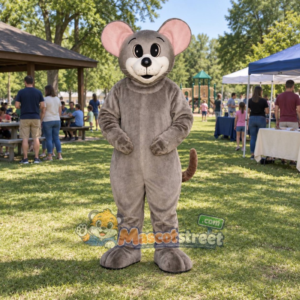 Gray Mouse Mascot Costume Gray Mouse Mascot Costume