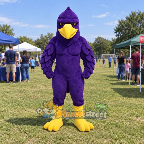 Purple Hawk Mascot Costume