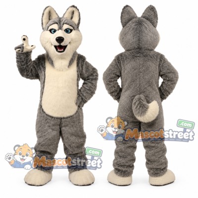 Gray Husky Mascot Costume