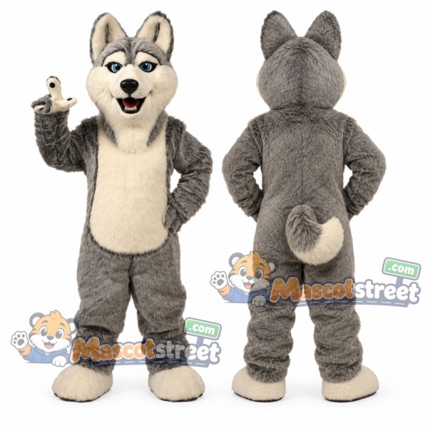 Gray Husky Mascot Costume