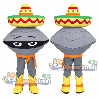 Gray Oyster Mascot Costume with Sombrero Gray Oyster Mascot Costume with Sombrero