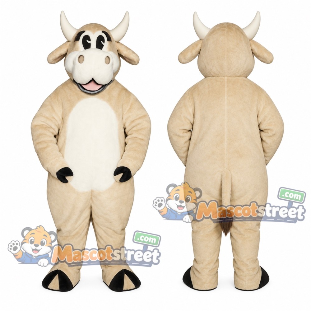 Cream Cow Mascot Costume Cream Cow Mascot Costume