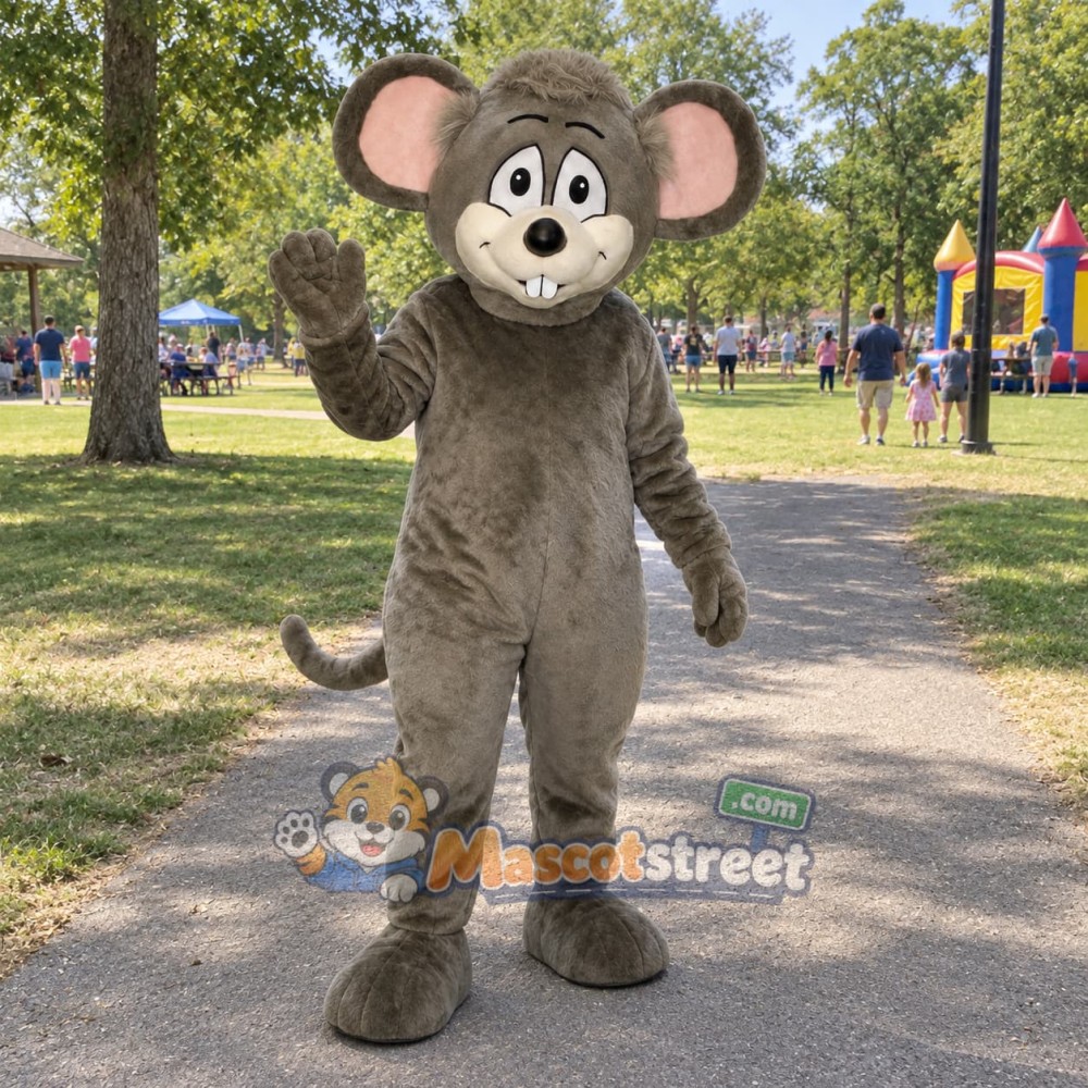 Gray Mouse Mascot Costume Gray Mouse Mascot Costume