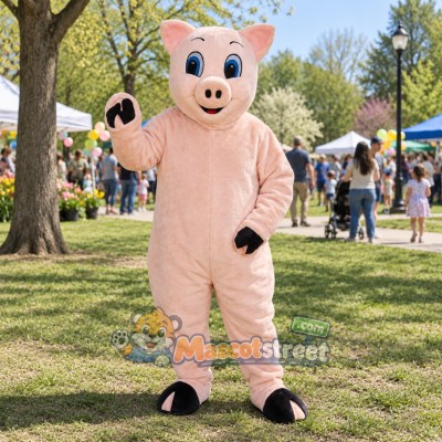 Pink Pig Mascot Costume Pink Pig Mascot Costume