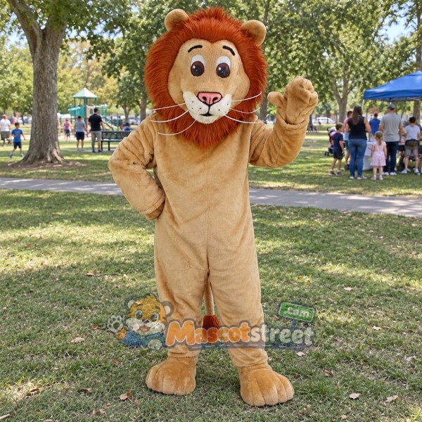 Tan Lion Mascot Costume