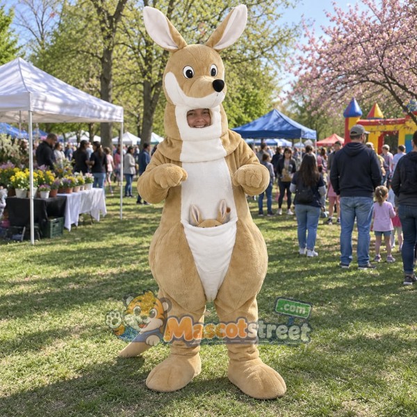 Tan Kangaroo Mascot Costume