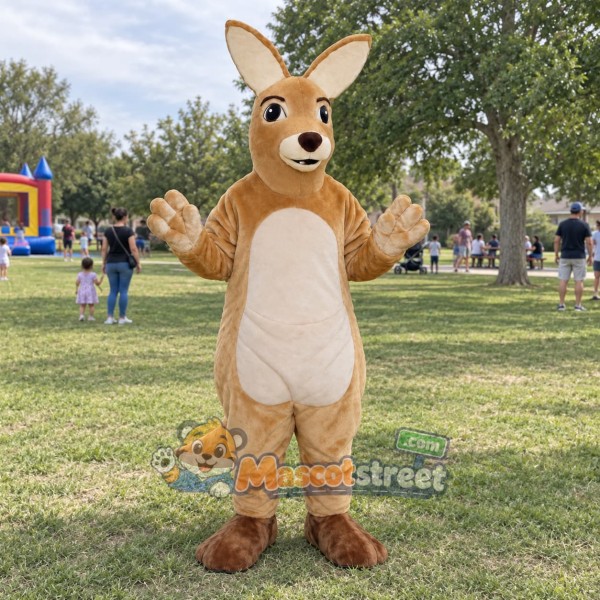 Tan Kangaroo Mascot Costume