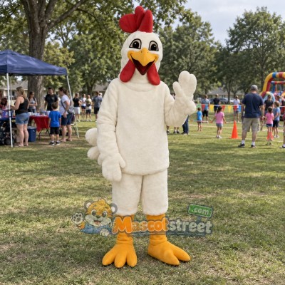 White Rooster Mascot Costume