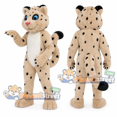Tan Leopard Mascot Costume Tan Leopard Mascot Costume