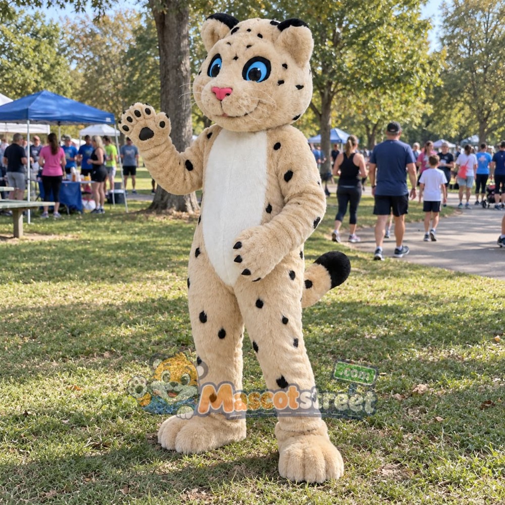 Tan Leopard Mascot Costume Tan Leopard Mascot Costume