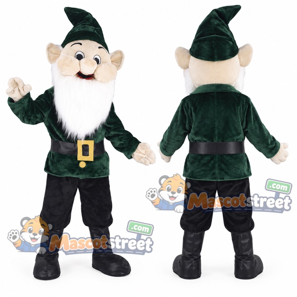 Leprechaun Mascot Costume with Dark Green Coat and Pointed Hat