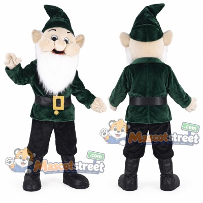 Leprechaun Mascot Costume with Dark Green Coat and Pointed Hat
