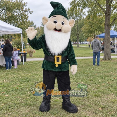 Leprechaun Mascot Costume with Dark Green Coat and Pointed Hat